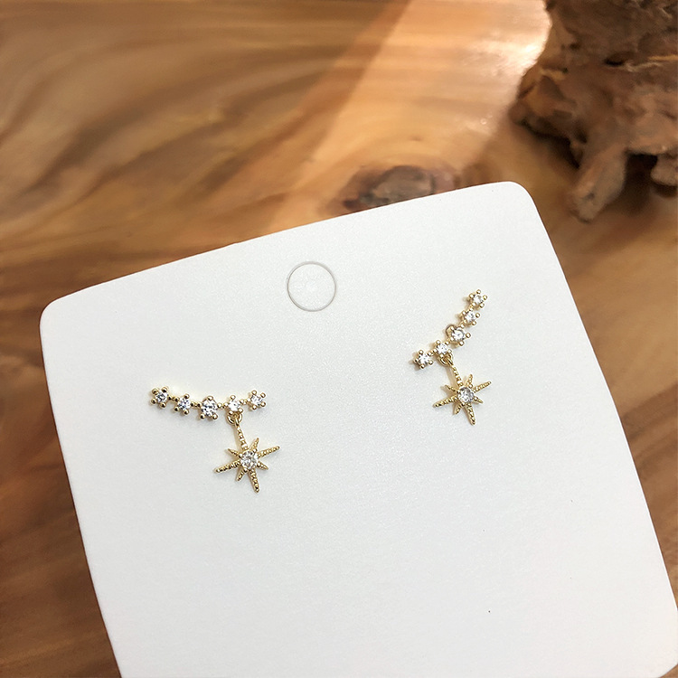 Simple Style Shiny Star Metal Plating Inlay Zircon Women's Drop Earrings display picture 4