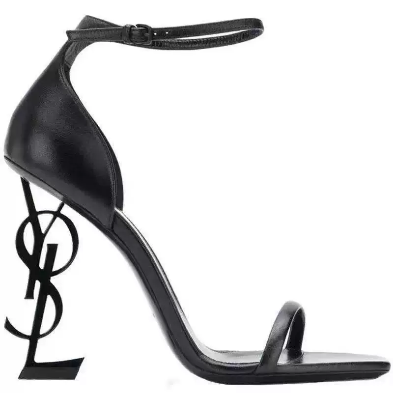 Босоножки на каблуке YSL, натуральная оленя кожа, каблук 10/8 см, подкладка из овчины