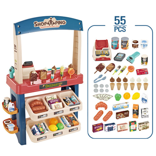 Cross-border children's simulation ice cream ice cream shopping supermarket counter scanning and swiping card cashier combination play house toy