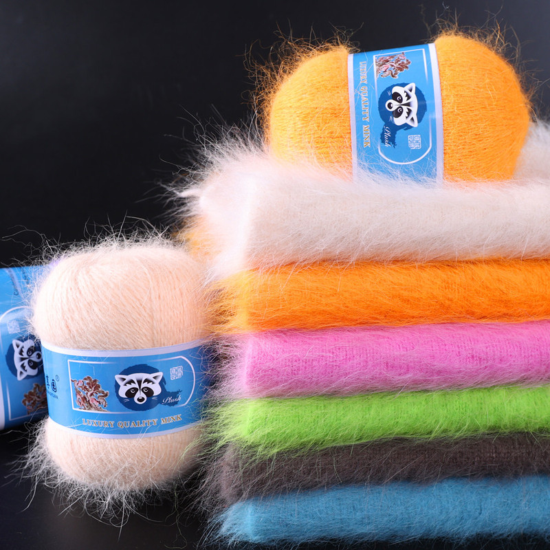 Source supply of coarse hand-woven long-haired mink pompon ball woven yarn wholesale DIY wool wholesale and retail
