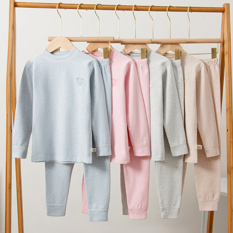 Children's Underwear suit Shvelvet Cotton Teenagers Autumn Clothes and Trousers Base for Boys and Girls Middle Collar Cotton Sweater Pajamas