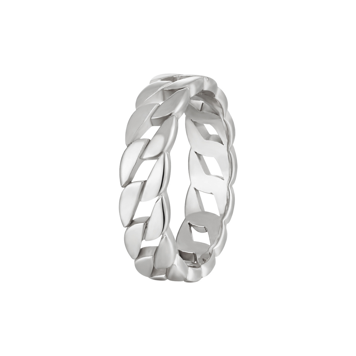 European And American Fashion Wide Version Smooth Cuban Chain Titanium Steel Ring Trendy Unisex Minimalist Style Jewelry_voghion.com