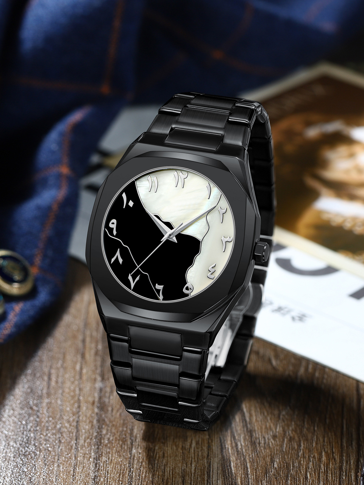 140g Weight Tempered Glass Mirror Material Stainless Steel Strap Material Watch Classification Pointer Display Type Double Side Snaps Buckle Style Diamond Dial Shape Daily, Street Occasion Quartz Movement Solid Color Pattern All Seasons Season Men's Gender Business, Classic Style Style Business Classic Style Solid Color Double Side Snaps Quartz Watch 9