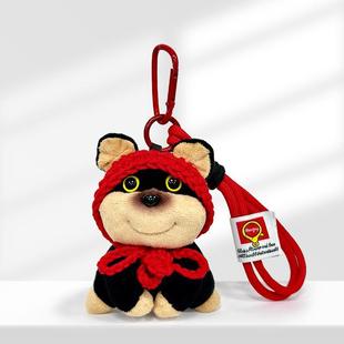 New knitted wool hat plush bee puppy doll bag pendant cute ins style couple keychain accessories