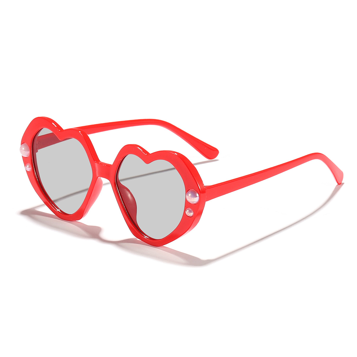 Nuevos accesorios de perlas para niños Gafas de sol con marco de amor de color caramelo Gafas de sol para niños y niñas con decoración de escenario personalizada Gafas de sol