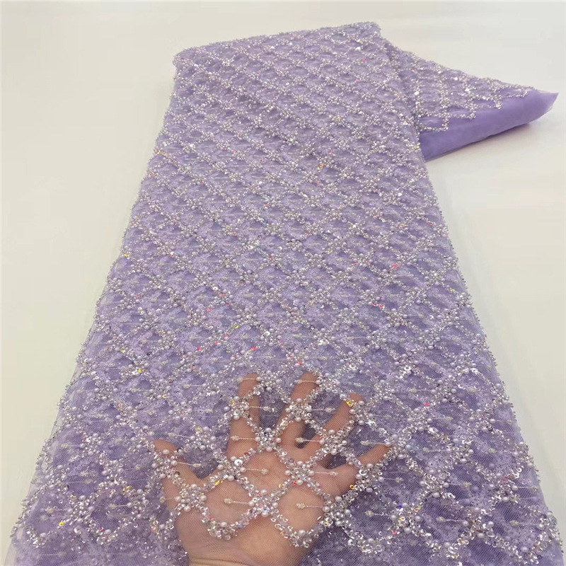 Clásico diamante malla arroz cuentas lentejuelas cuentas bordadas tubo lentejuelas bordado tela vestido falda encaje Malla tela JX2994