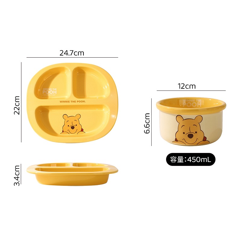 Juego de cuencos y cucharas de Disney Stitch engrosado, anti-escaldado, lindo regalo, vajilla de cerámica, cuencos para niños, envío gratis de alto valor
