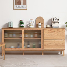 全实木餐边柜纯橡木餐厅现代简约储物下柜多尺寸餐边柜红橡木tω