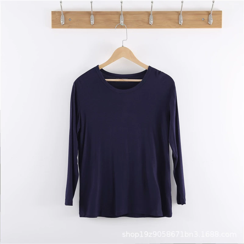 Модальная мужская весенняя, осенняя и летняя тонкая базовая рубашка с длинными рукавами и круглым вырезом для пап среднего и пожилого возраста, 150kg г., оптовая продажа