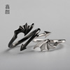 Angel Demon Wings Couple Ring Fashion Men and Women's Live Ring Personality Cold Wind Black and White Wings