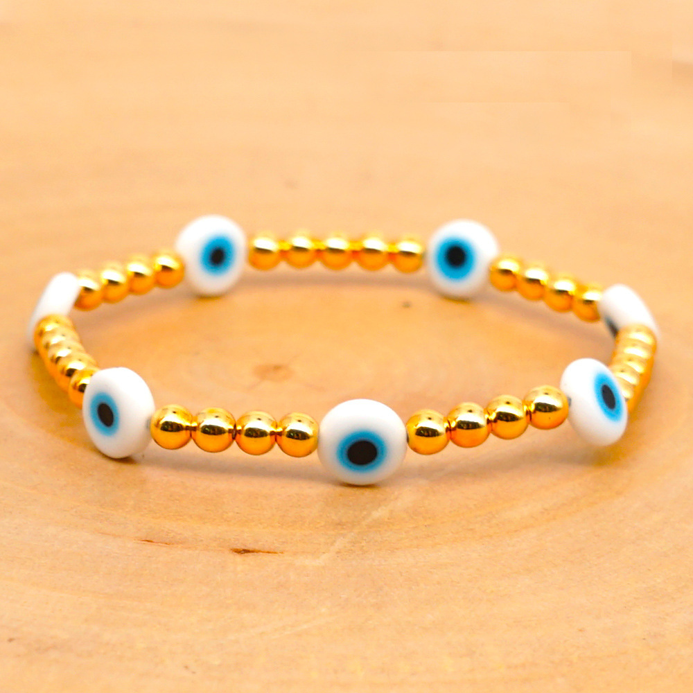 Nihaojewelry Ethnic Style Colored Glaze Evil Eye Gold Bead Bracelet Wholesale Jewelry display picture 27