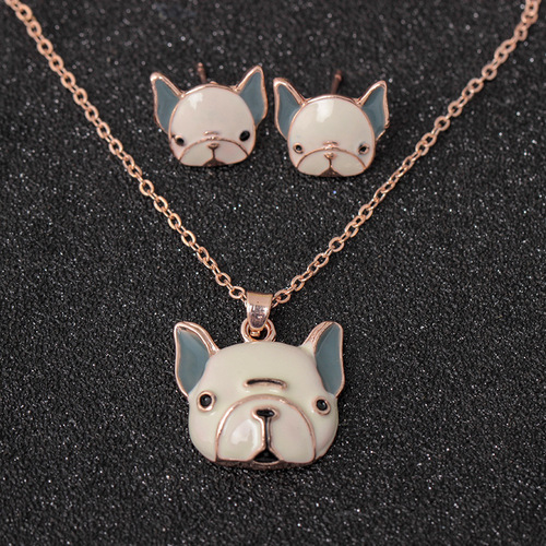 Wish Hot Selling Fashion Colorful Pony Painted Oil Necklace Set Cartoon Creative Animal Earrings Pendant Accessories Wholesale