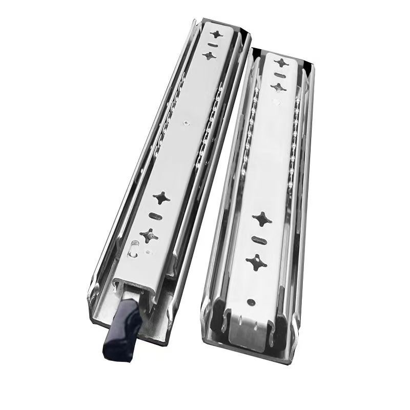 51宽房车带自锁死重型抽屉滑轨承重导轨三节缓冲阻尼滑道工业轨道