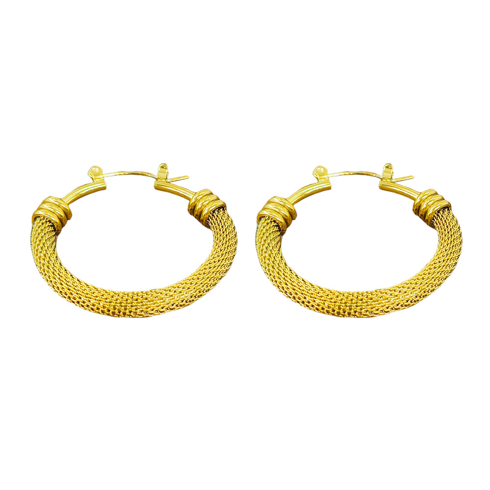 1 Pair Simple Style Round Plating 304 Stainless Steel 18K Gold Plated Earrings display picture 6