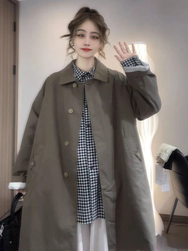 欧货港风复古工装风衣外套女2025秋季新款时尚百搭中长款显瘦上衣|undefined