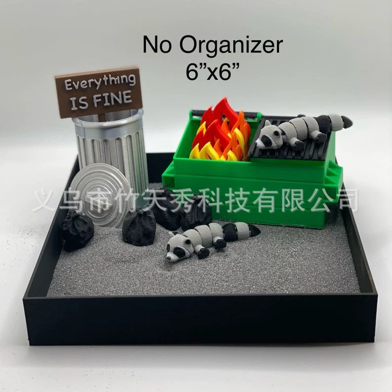 Кросс-бордерный Д Dumpster Fire Zen Garden снимает раздражительность и стресс Мусорное ведро Мини-украшение для стола