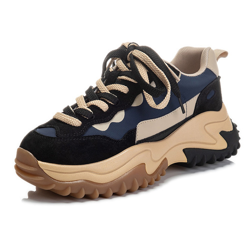 Absorbent sole shoes for women 2024 spring and summer new thick-soled first-layer pigskin dad shoes for women's casual travel genuine leather women's shoes