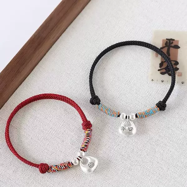 New Chinese Style National Style Retro Peace Lock Bracelet Girl Tuo Tuo Xiao Fu Tuo Hand Rope Adjustable Pure Hand-woven