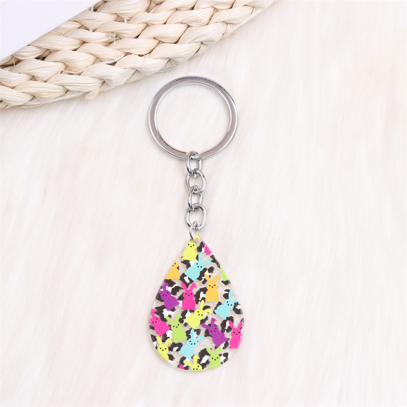 Simple Style Rabbit Stainless Steel Arylic Printing Easter Keychain display picture 3