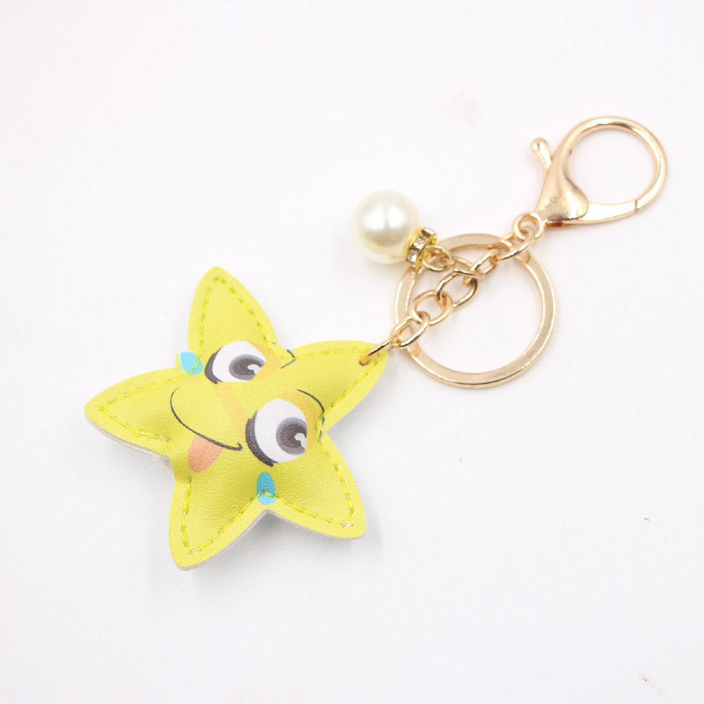 Cartoon Leather Bag Key Chain Pendant Five-pointed Star Bag Pendant Keychain display picture 3