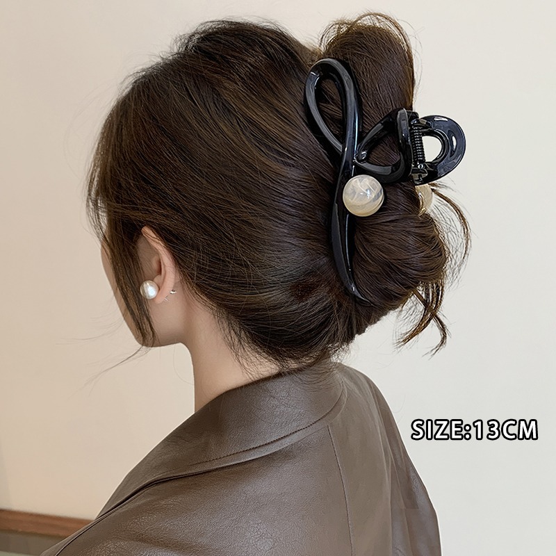 Temperamento Mellard Curry clip de agarre para mujeres 2024 nuevo tamaño grande detrás de la cabeza de alta sensación clip de tiburón para el cabello