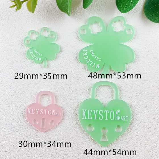 New Acrylic Printing Jelly Color Four-leaf Clover Love Pendant DIY Handmade Jewelry Pendant Accessories