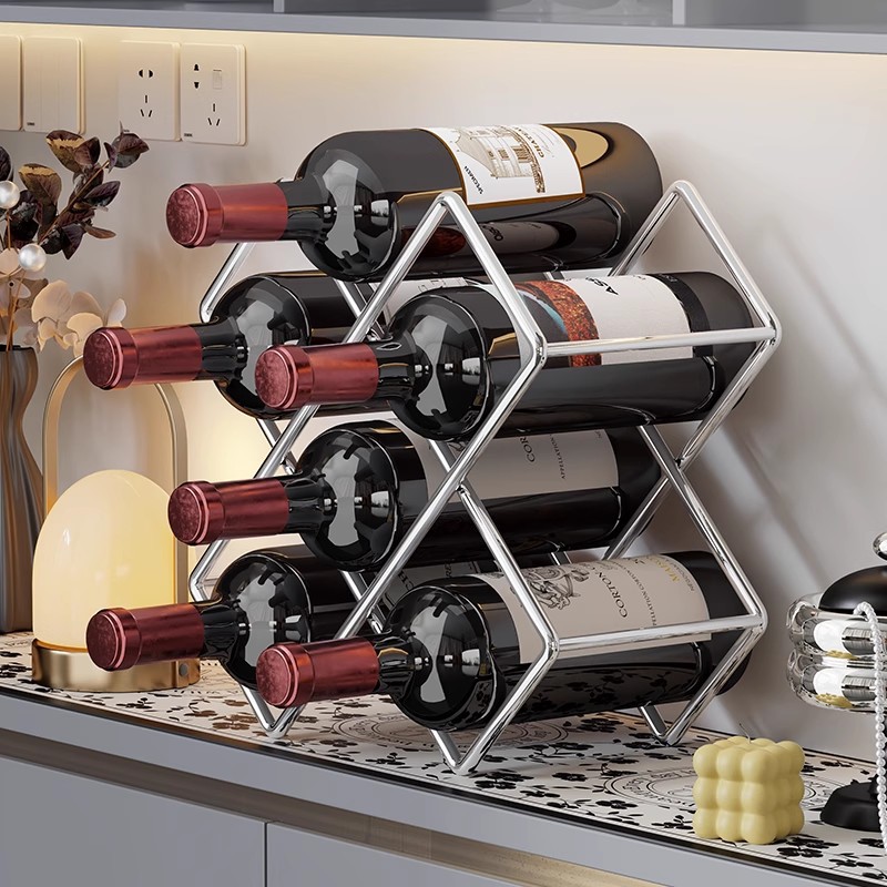 Red Wine Rack Household Wine Rack Wine Cabinet Storage Rack Multi-Bottle Grids Wine Simple Desktop Ornaments Display Rack