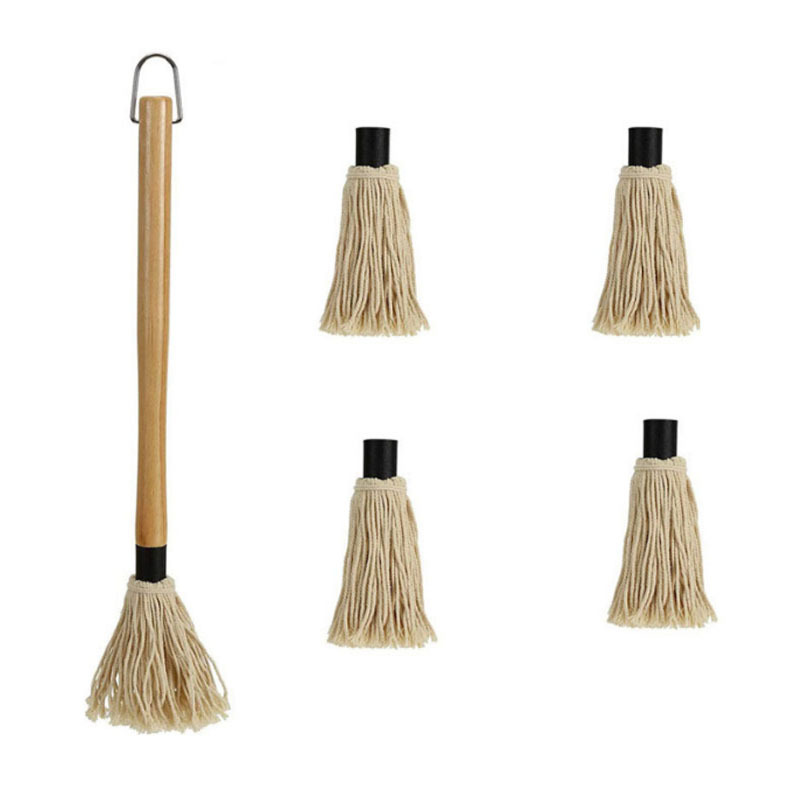 Amazon barbacoa alimentación fregona de goma mango de madera barbacoa hornear cepillo de inmersión cepillo de aceite herramienta traje