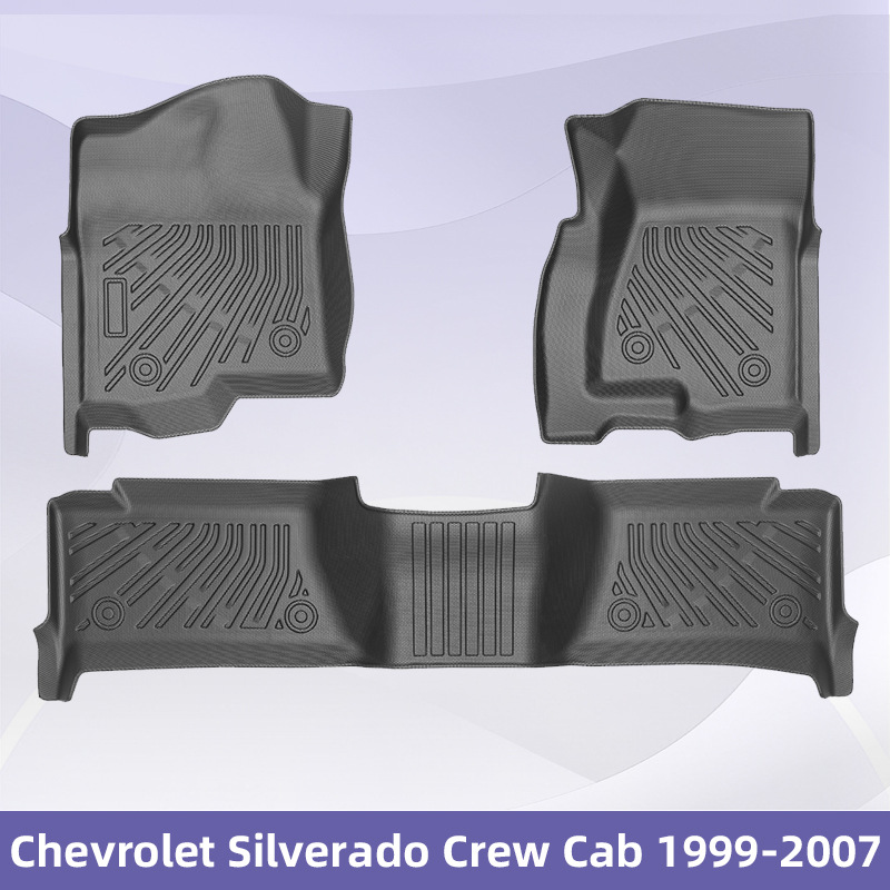 Aplicable a Chevrolet Silverado Crew Cab 1999 - 2007 TPE Foot Coasters 3D