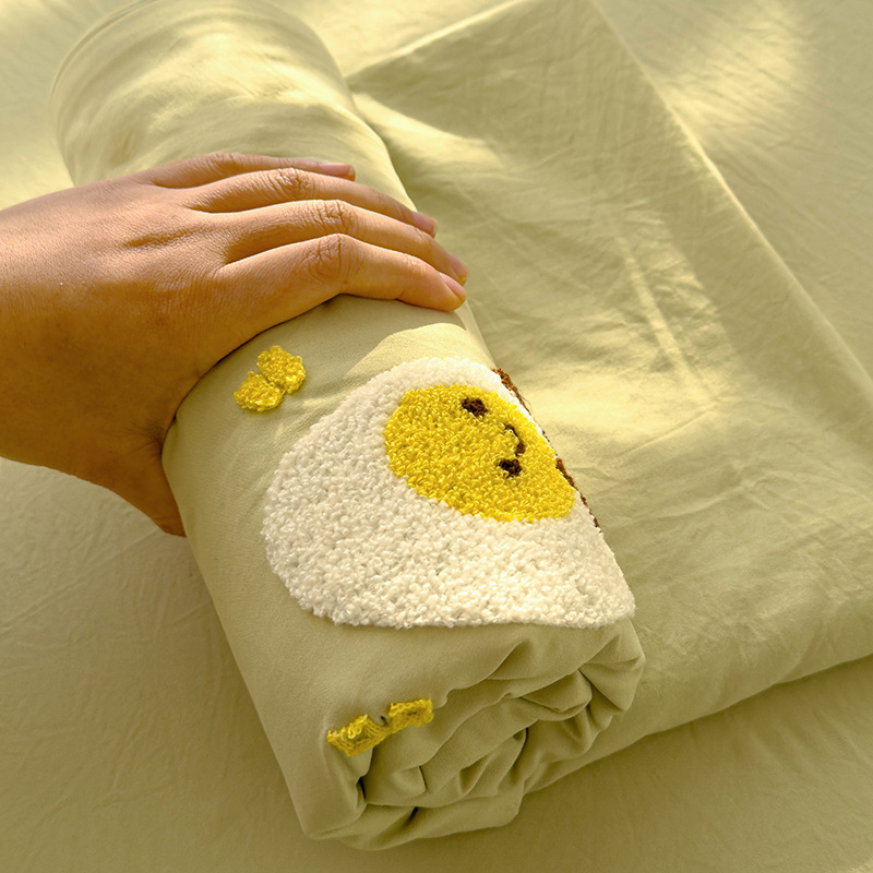 2025 New Soft Waxy Towel Embroidered Washed Bed Sheet Pillowcase Three-piece Solid Color Household Bedding Bedspread Soft All-match 2025 New Soft Waxy Towel Embroidered Washed Bed Sheet Pillowcase Three-piece Solid Color Household Bedding Bedspread Soft All-match