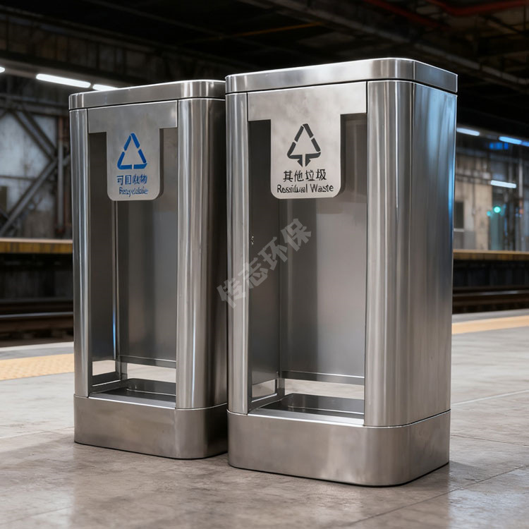 Subway station trash can Indoor classification trash can transparent explosion-proof trash can stainless steel trash box manufacturers