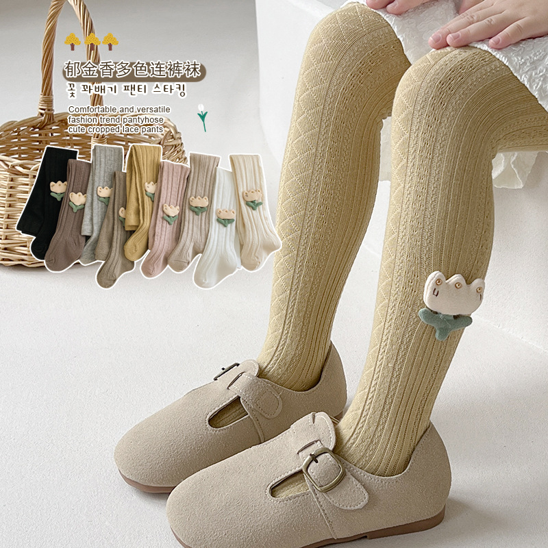 23 otoño nuevo patrón de diamante tulipán pantimedias los niños ajustable niñas desgaste exterior lindo polainas Calcetines