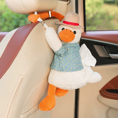 tissue hanging bag, Car tissue box/set - internet-famous-straw-hat-duck-upgraded-spacesmooth-paper-dispensing