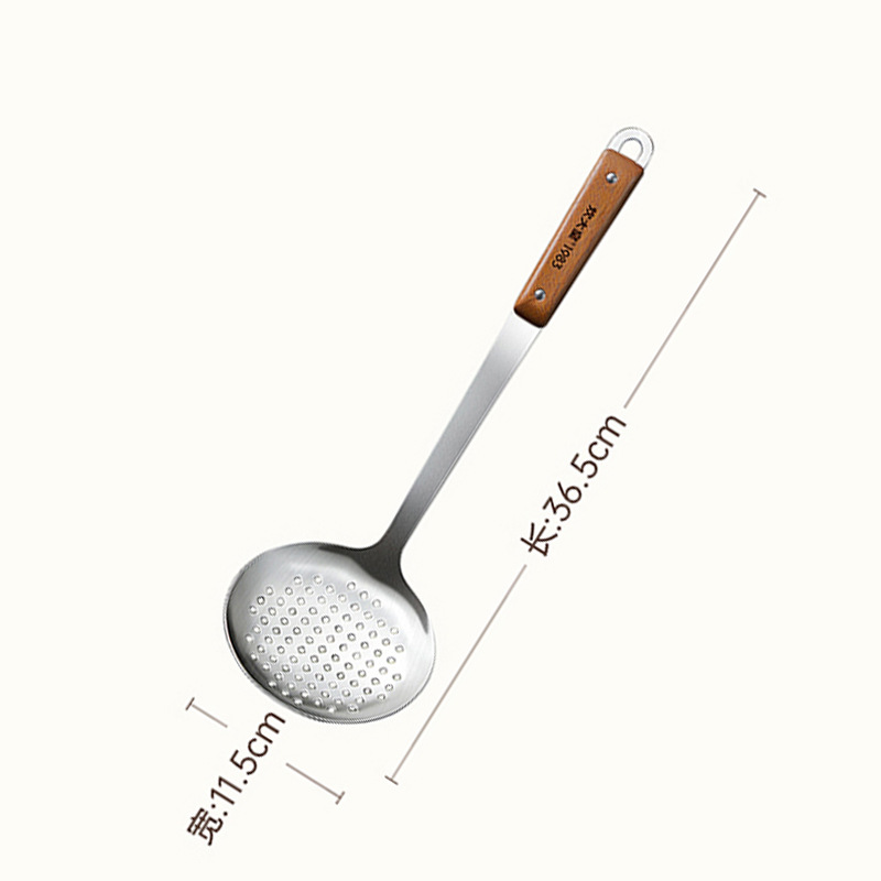 Cooking Dahuang genuino 304 material de acero inoxidable pala cuchara colador de sopa sándalo negro mango anti-escaldado cuchara para freír doméstica