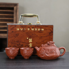 手工朱泥满工雕凤鸣壶龙凤变色紫砂壶泡茶壶汉瓦壶功夫茶具代批发