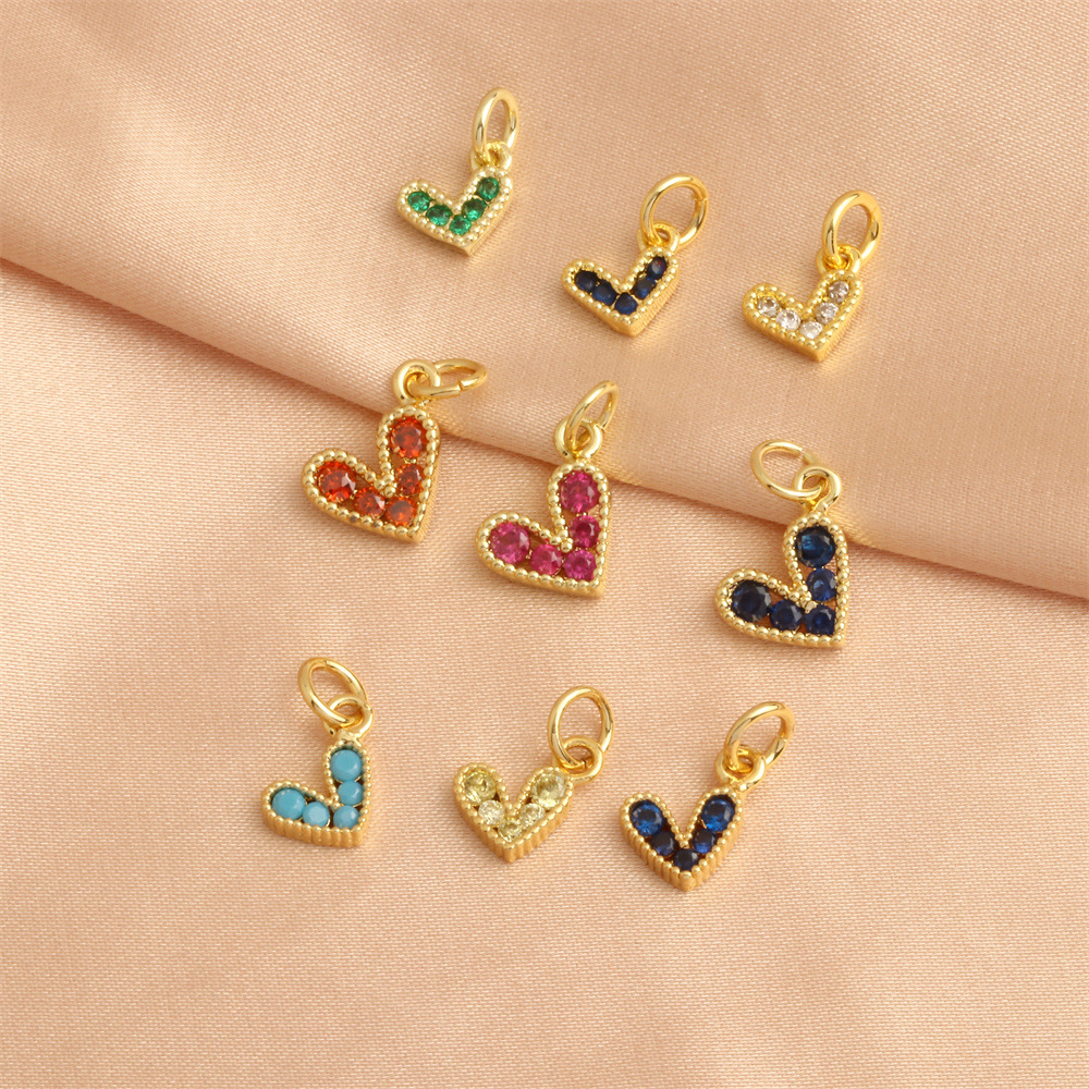 DIY Jewelry Accessories Classification 1 Piece Copper Zircon 18K Gold Plated Heart Shape Polished Pendant