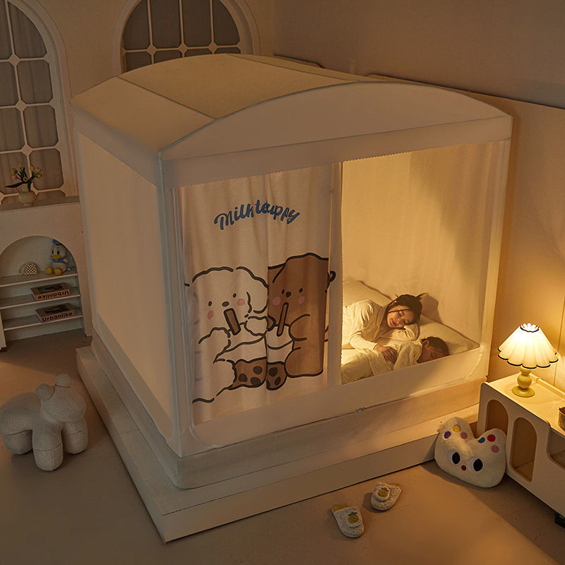 Blackout Mosquito Net, Installation-Free, Baby and Child Anti-Fall Bottom Bedroom Anti-Fall Yurt Three-Door Bed New Model for Home Use