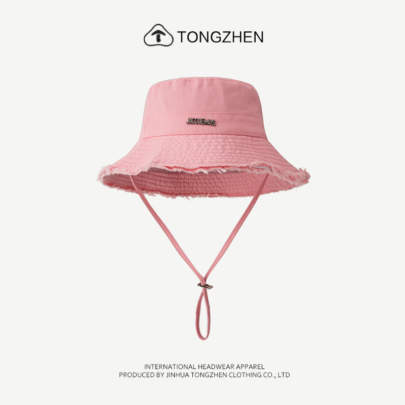 Ins Japanese retro edging Bucket hat female spring summer outing Sun hat Korean version fashion couple pink basin hat