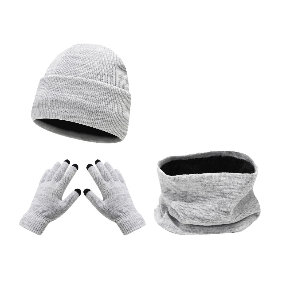 Bufandas, sombreros, guantes de tres piezas, invierno, esquí al aire libre, frío, sombreros de punto sólidos, calor, moda