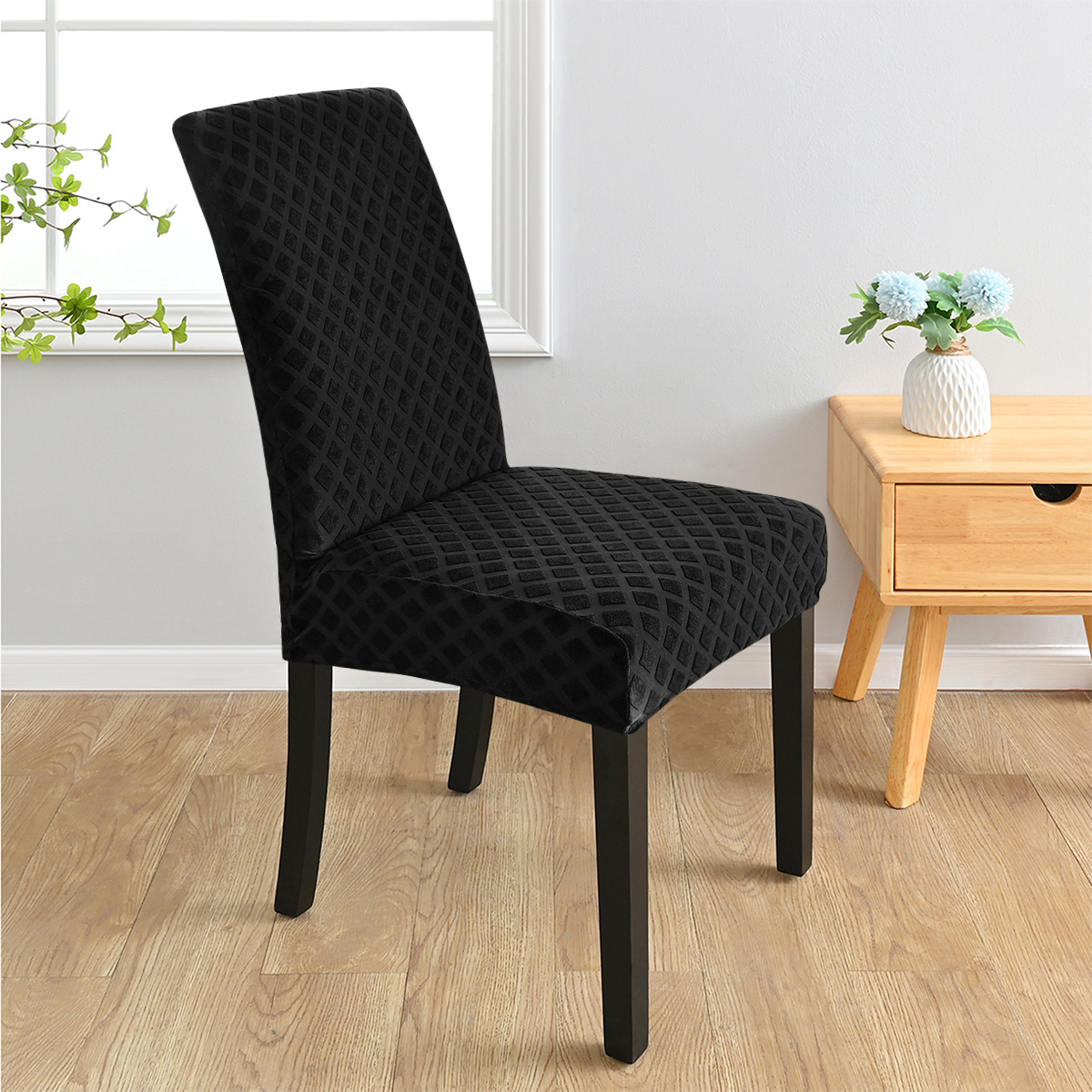 Funda para silla con respaldo alto elástica de diamante jacquard transfronterizo de Amazon, funda para silla de comedor de hotel universal todo incluido, funda para silla a prueba de polvo