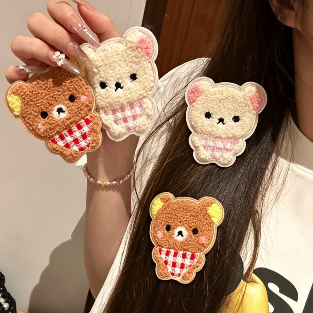 Soft and cute bib with Velcro closure, perfect for sweet girls and young women, seamless bangs sticker, trendy Instagram-style hair accessory