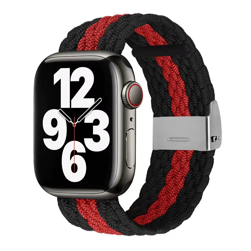 Совместимо с Apple Watch 5-6-7-8-9-10 поколения Snap-on нейлоновый плетёный ремешок iWatch S10 регулируемый браслет