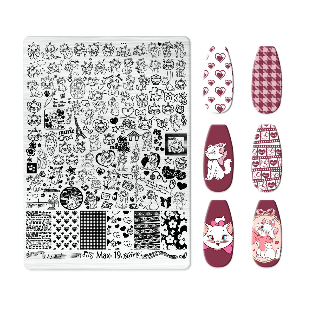 Explosions Super Large Nail Art Egg Plate Nail Art Steel Plate New Technology Cute Nail Art Bow Frosted with Back Plate