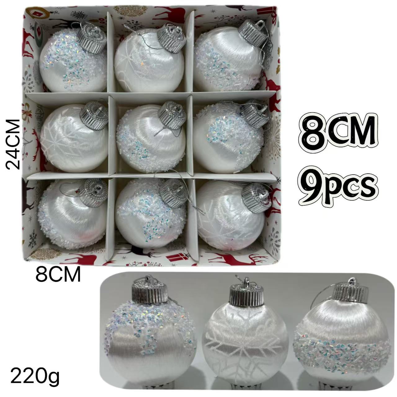 Nuevos bolas de Navidad transfronterizas 8cm / 9pcs decoraciones de árbol de Navidad colgante decoración de Navidad diseño de escena image 12