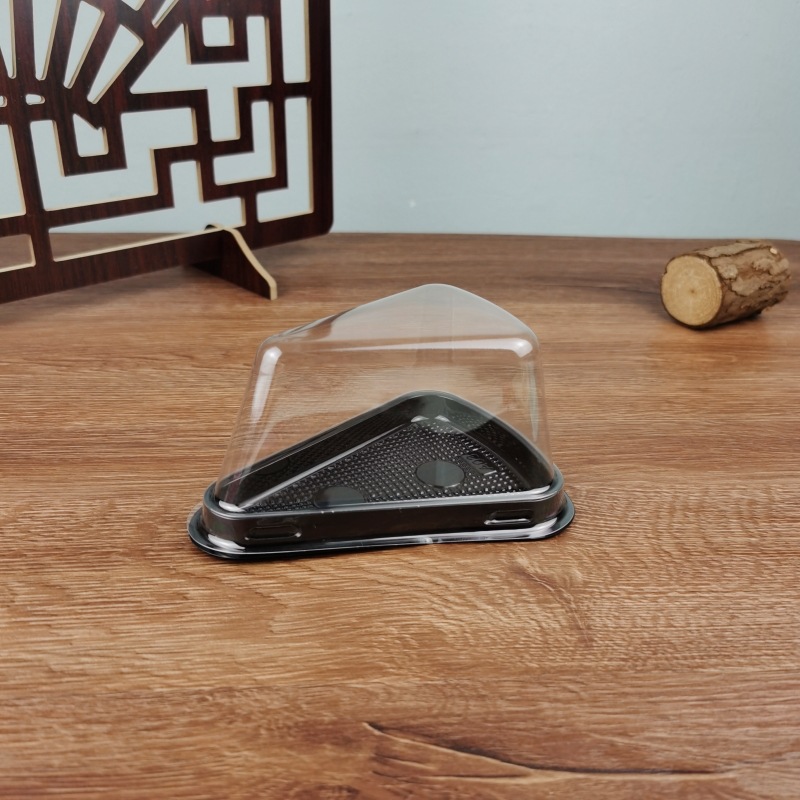 Caja de pastel de triángulo mousse pieza de corte Caja de crema multicapa de 8 pulgadas Caja de embalaje transparente de plástico desechable