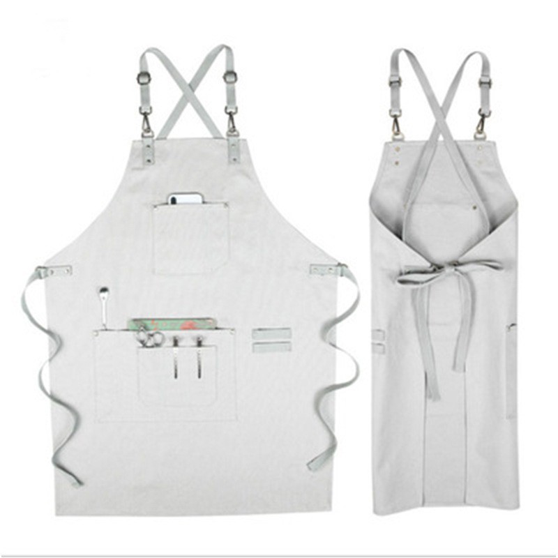 Lienzo delantal logotipo personalizado restaurante artista floral peluquería cafetería trajes delantal al por mayor personalizado