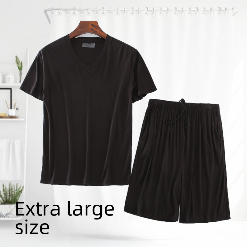 Men's Modal T-Shirt Set Short Sleeve Shorts Home Clothes Casual Sportswear Plus Large Size Pajamas Summer Wholesale_voghion.com