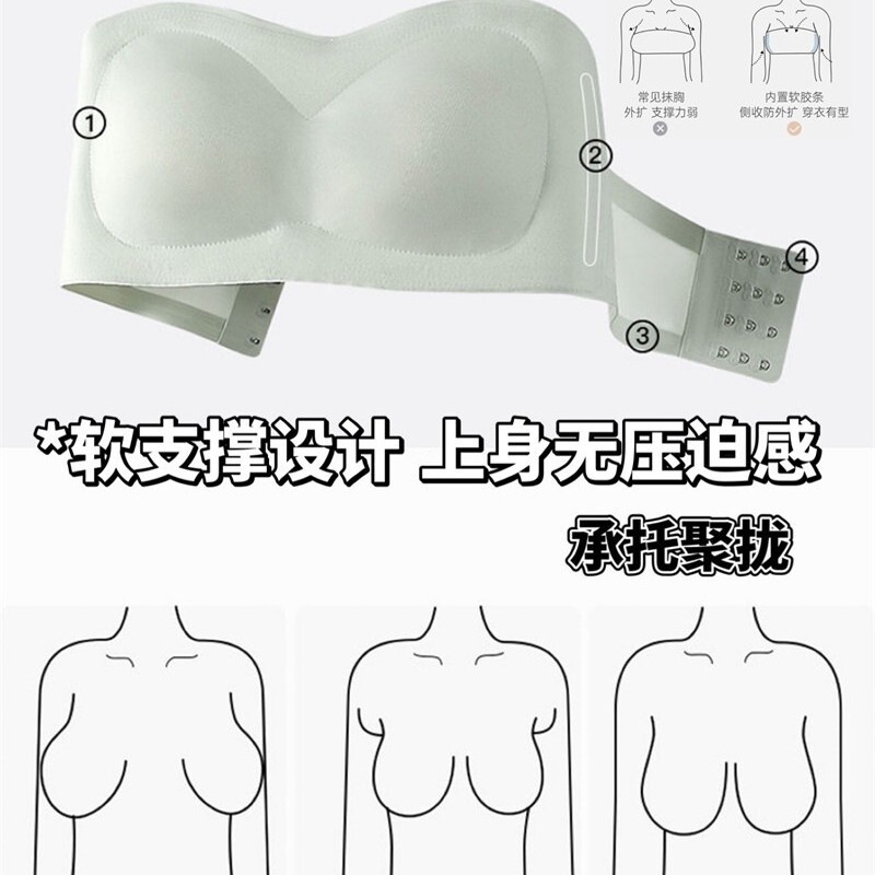 Women's strapless thin anti-slip seamless bra, anti-exposure, small bust push-up bra Women's strapless thin anti-slip seamless bra, anti-exposure, small bust push-up bra