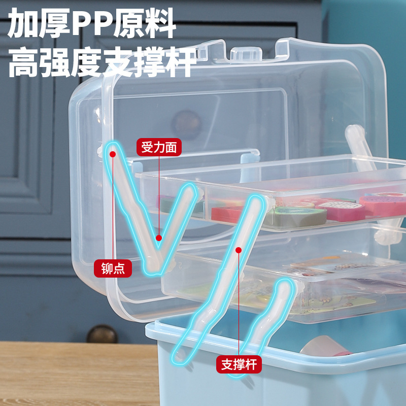 三層手提げ多機能収納ボックス折りたたみカードツールボックス美甲箱美術生雑物プラスチック収納ボックス|undefined