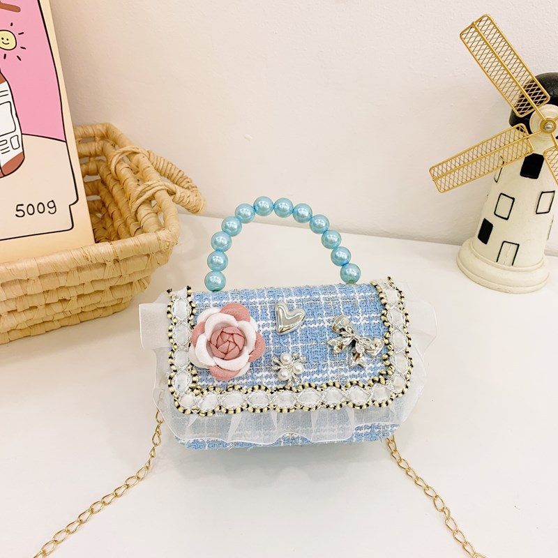 Bolsa de hombro coreana para niñas, arco de perlas, lindas flores, bolso de mochila para bebés, nuevo tipo de bolso para niños fragante.